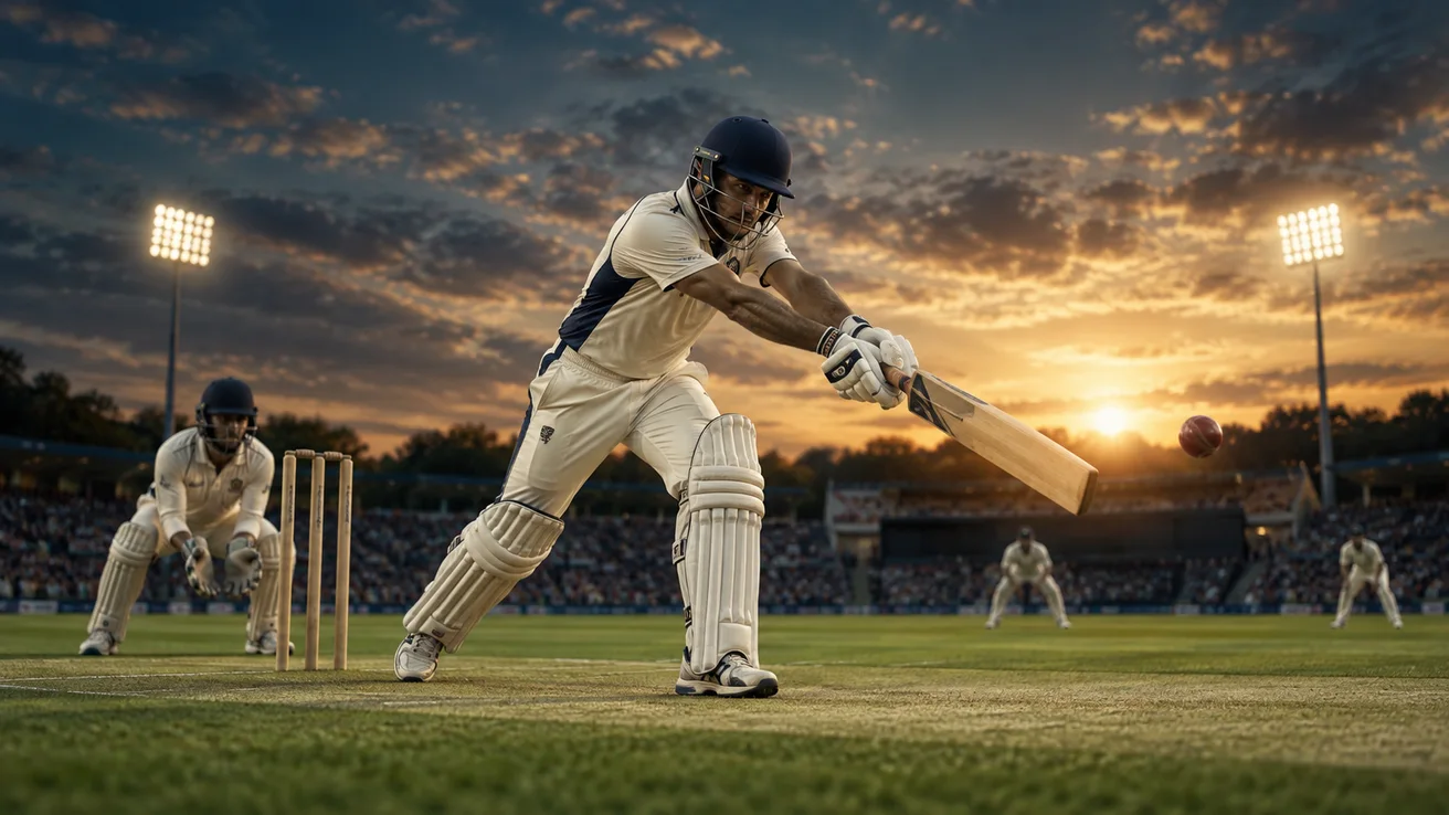 Cricket batsman playing a cover drive — AI illustration