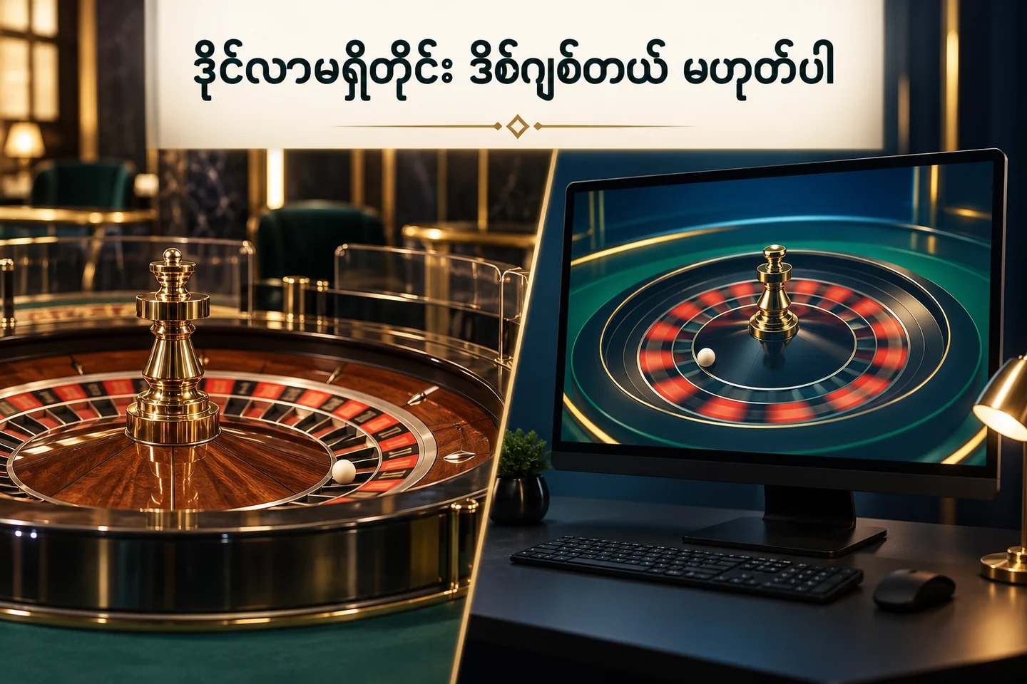 အလိုအလျောက် ရူးလက်ဘီးနှင့် ကွန်ပျူတာပေါ်မှ virtual roulette ကို နှိုင်းပြထားပုံ