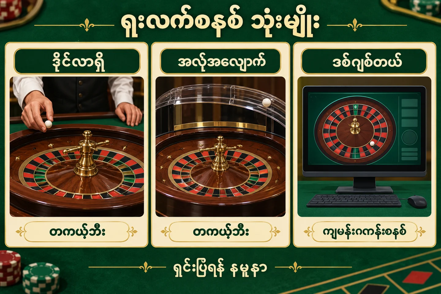 ဒိုင်လာရှိ၊ အလိုအလျောက်နှင့် RNG ရူးလက်တို့၏ ရလဒ်ထုတ်ပုံကို ခွဲပြထားပုံ