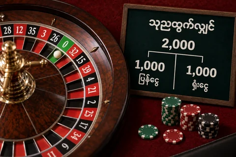 ရူလက်ဘီး၏သုညနှင့်2000မှ1000ပြန်ရ၊1000ဆုံးရှုံးသော နမူနာ
